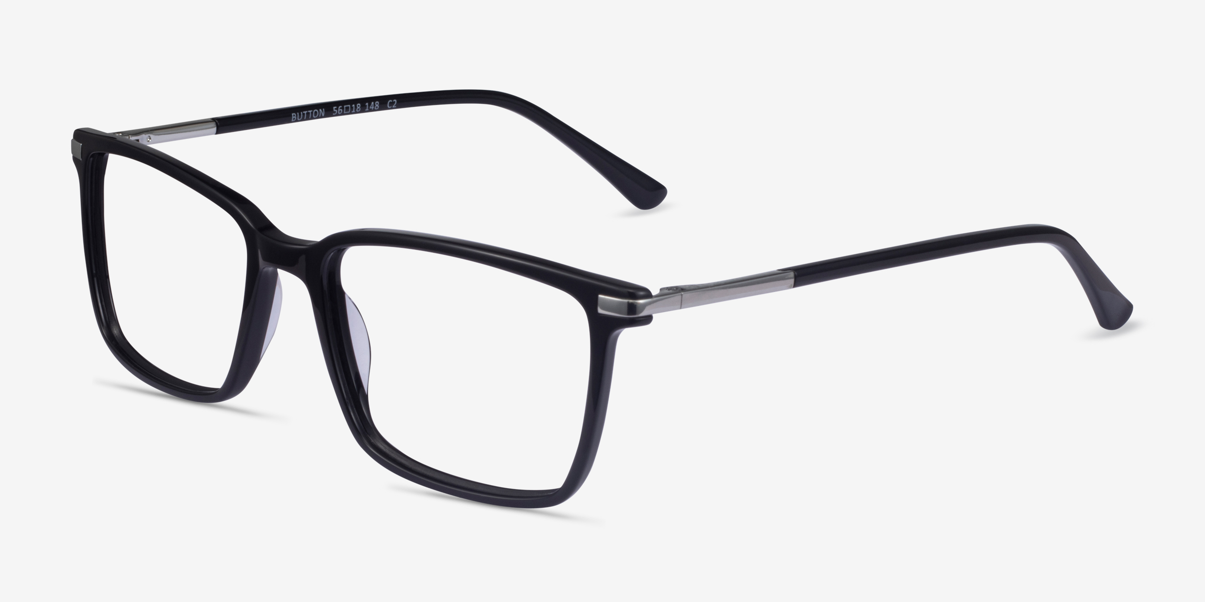 Button Rectangle Black Glasses for Men Eyebuydirect