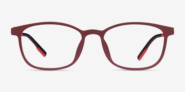 Idea Matte Red PlasticEyeglass Frames from EyeBuyDirect, Front View