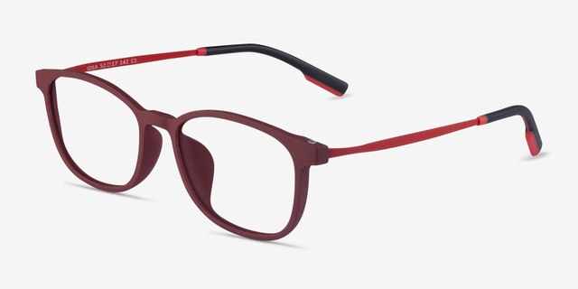 Idea Matte Red PlasticEyeglass Frames from EyeBuyDirect, Angle View