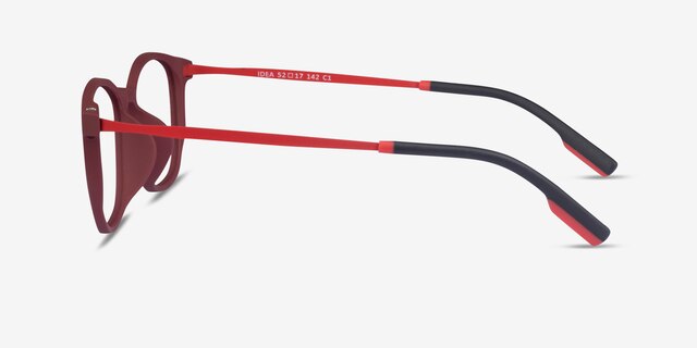 Idea Matte Red PlasticEyeglass Frames from EyeBuyDirect, Side View