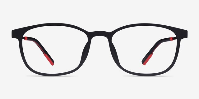Idea Matte Black PlasticEyeglass Frames from EyeBuyDirect, Front View