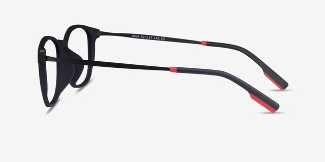 Idea Matte Black PlasticEyeglass Frames from EyeBuyDirect, Side View