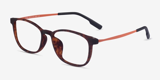 Idea Matte Tortoise Orange PlasticEyeglass Frames from EyeBuyDirect, Angle View