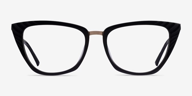 Trenta Black Gold AcétateMontures de lunettes de vue d'EyeBuyDirect, Vue de Face