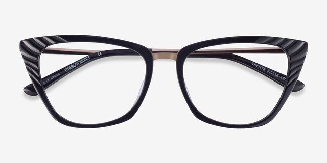 Trenta Black Gold AcétateMontures de lunettes de vue d'EyeBuyDirect, Vue Rapprochée