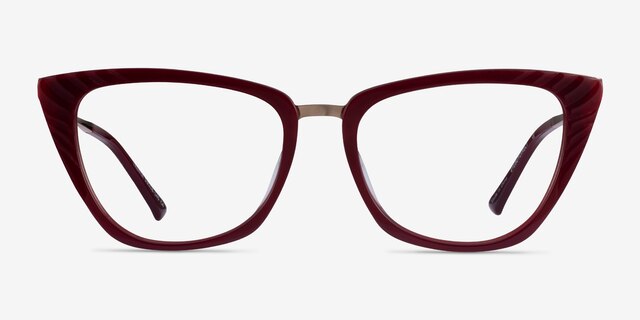 Trenta Burgundy Gold AcetateEyeglass Frames from EyeBuyDirect, Front View