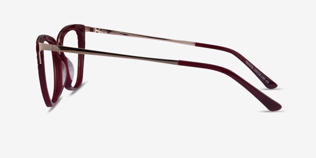 Trenta Burgundy Gold AcetateEyeglass Frames from EyeBuyDirect, Side View