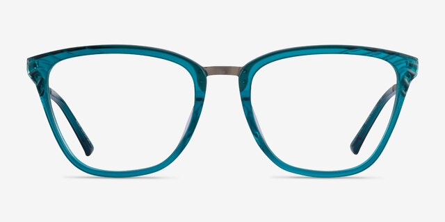 Azur Aqua Silver AcetateEyeglass Frames from EyeBuyDirect, Front View