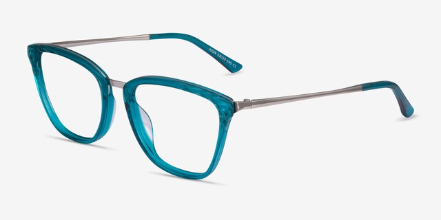 Azur Aqua Silver AcetateEyeglass Frames from EyeBuyDirect, Angle View