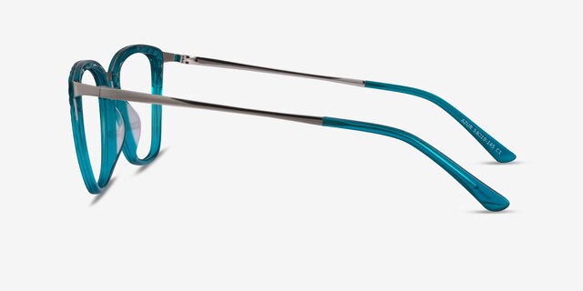 Azur Aqua Silver AcetateEyeglass Frames from EyeBuyDirect, Side View