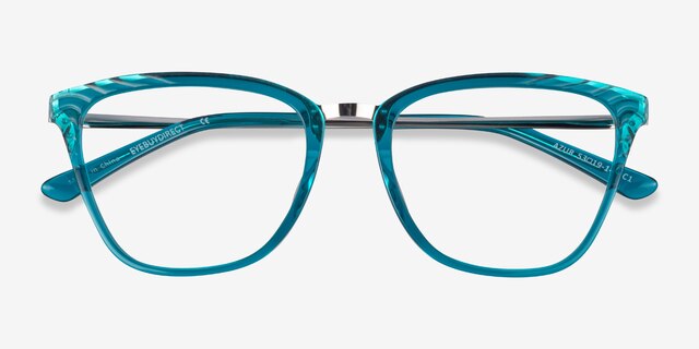 Azur Aqua Silver AcetateEyeglass Frames from EyeBuyDirect, Closed View