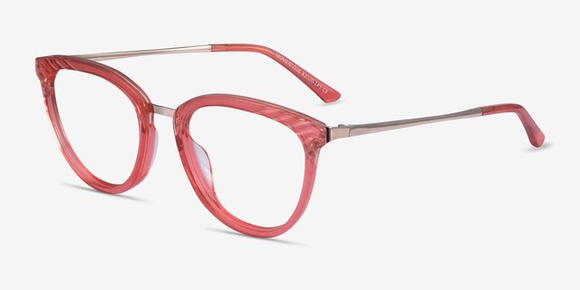 Momentous Clear Pink AcetateEyeglass Frames from EyeBuyDirect, Angle View