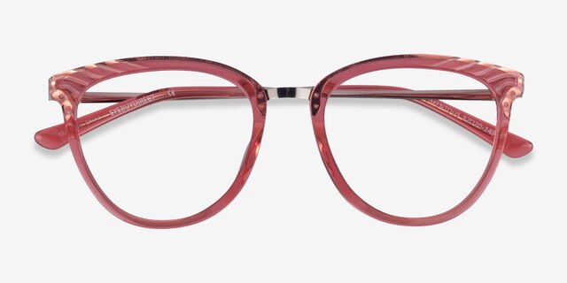 Momentous Clear Pink AcetateEyeglass Frames from EyeBuyDirect, Closed View