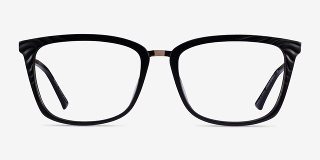 Grande Black Gold AcetateEyeglass Frames from EyeBuyDirect, Front View