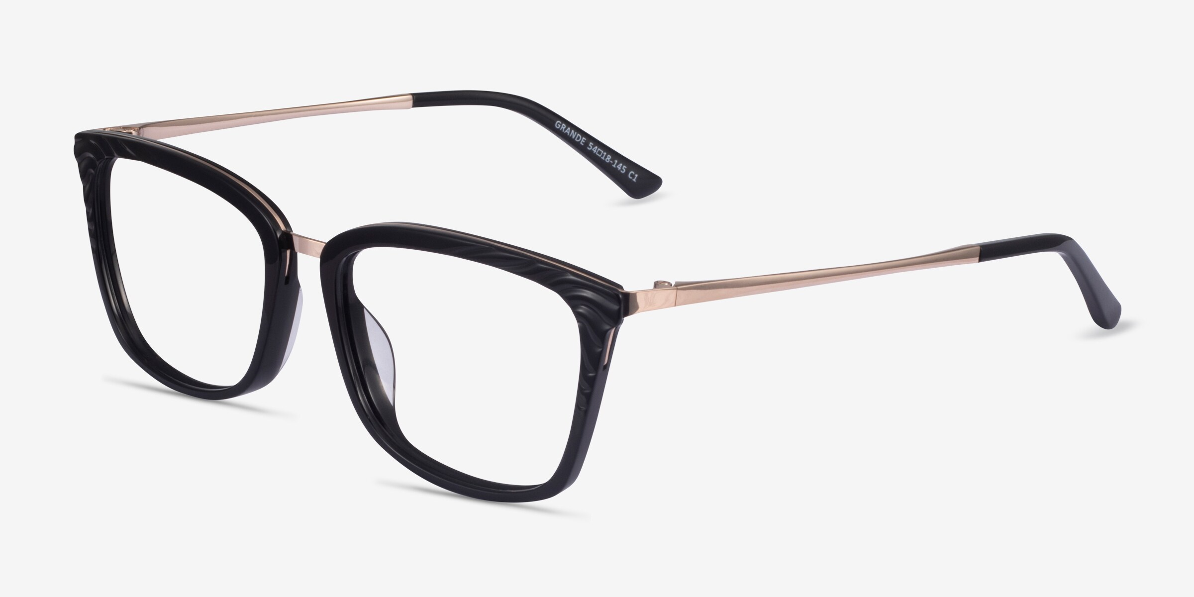 Grande Rectangle Black Gold Full Rim Eyeglasses | Eyebuydirect Canada