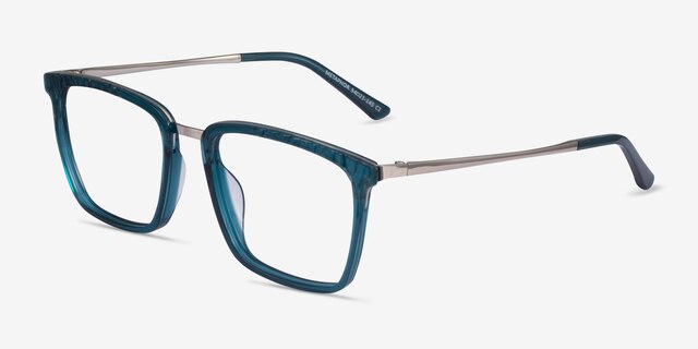 Metaphor Teal AcetateEyeglass Frames from EyeBuyDirect, Angle View