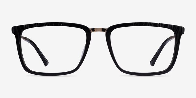 Volume Black Gold AcetateEyeglass Frames from EyeBuyDirect, Front View