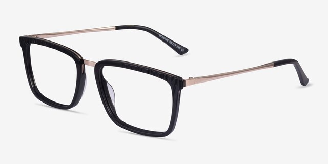 Volume Black Gold AcetateEyeglass Frames from EyeBuyDirect, Angle View