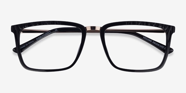 Volume Black Gold AcetateEyeglass Frames from EyeBuyDirect, Closed View