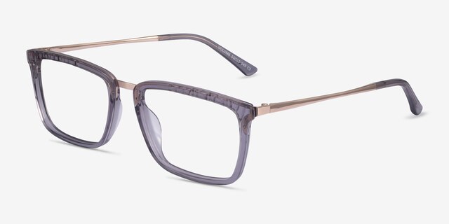 Volume Clear Gray AcetateEyeglass Frames from EyeBuyDirect, Angle View