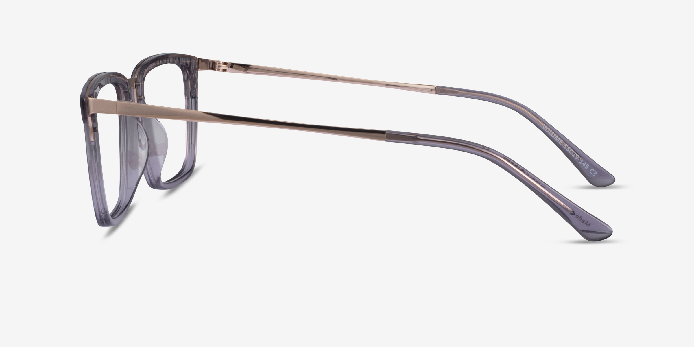 Volume Rectangle Clear Gray Glasses for Men | Eyebuydirect Canada