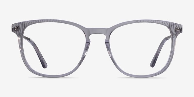 Astute Clear Gray AcétateMontures de lunettes de vue d'EyeBuyDirect, Vue de Face