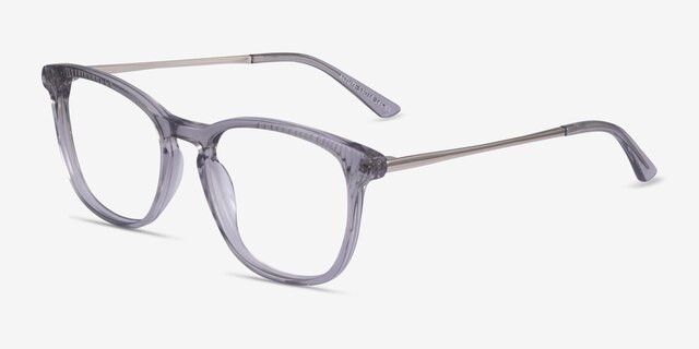 Astute Clear Gray AcétateMontures de lunettes de vue d'EyeBuyDirect, Vue d'Angle