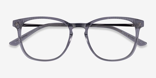 Astute Clear Gray AcétateMontures de lunettes de vue d'EyeBuyDirect, Vue Rapprochée