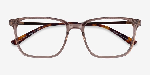 Venti Clear Brown AcétateMontures de lunettes de vue d'EyeBuyDirect, Vue Rapprochée