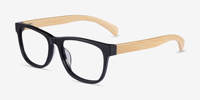 Reserve Black & Light Wood AcetateEyeglass Frames from EyeBuyDirect, Angle View
