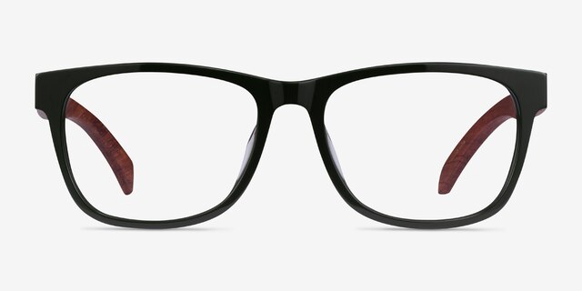Reserve Green & Red Wood AcetateEyeglass Frames from EyeBuyDirect, Front View