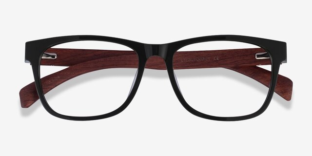 Reserve Green & Red Wood AcetateEyeglass Frames from EyeBuyDirect, Closed View