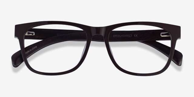 Reserve Brown & Dark Wood AcetateEyeglass Frames from EyeBuyDirect, Closed View