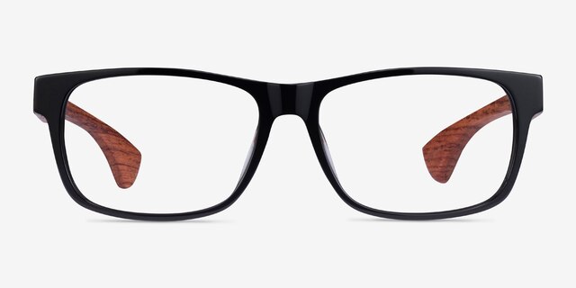 Taiga Black & Wood AcetateEyeglass Frames from EyeBuyDirect, Front View