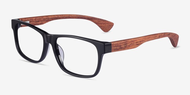 Taiga Black & Wood AcetateEyeglass Frames from EyeBuyDirect, Angle View