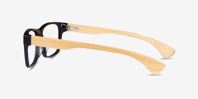 Taiga Black & Light Wood AcetateEyeglass Frames from EyeBuyDirect, Side View