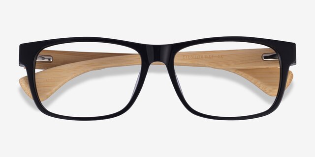 Taiga Black & Light Wood AcetateEyeglass Frames from EyeBuyDirect, Closed View