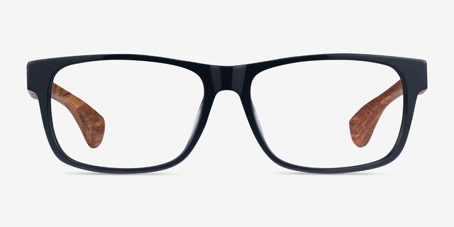 Taiga Dark Gray & Wood AcetateEyeglass Frames from EyeBuyDirect, Front View