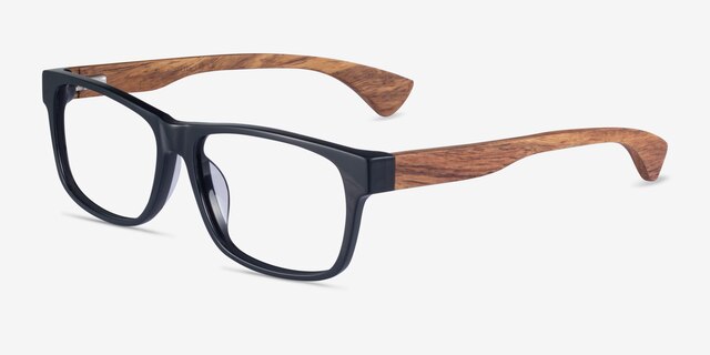 Taiga Dark Gray & Wood AcetateEyeglass Frames from EyeBuyDirect, Angle View