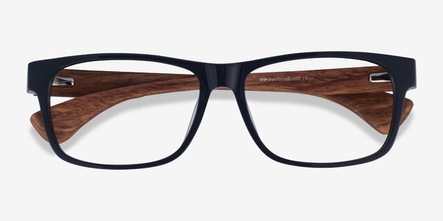 Taiga Dark Gray & Wood AcetateEyeglass Frames from EyeBuyDirect, Closed View