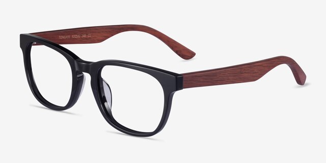 Tongass Black & Red Wood AcetateEyeglass Frames from EyeBuyDirect, Angle View