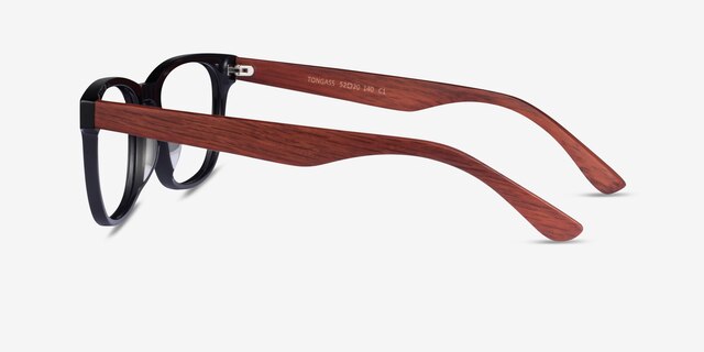 Tongass Black & Red Wood AcetateEyeglass Frames from EyeBuyDirect, Side View