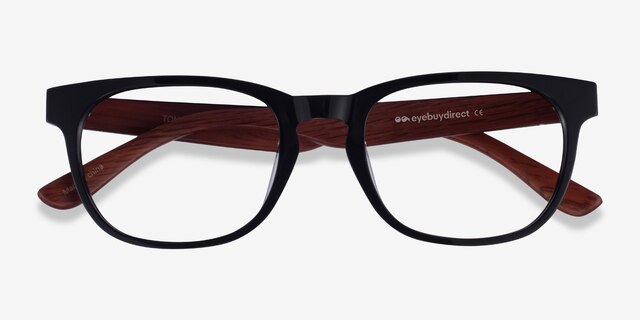 Tongass Black & Red Wood AcetateEyeglass Frames from EyeBuyDirect, Closed View
