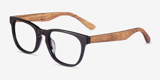 Tongass Dark Brown & Wood AcetateEyeglass Frames from EyeBuyDirect, Angle View