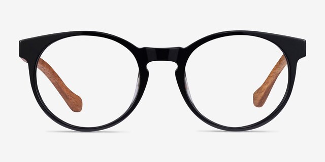 Everglades Black & Wood AcetateEyeglass Frames from EyeBuyDirect, Front View