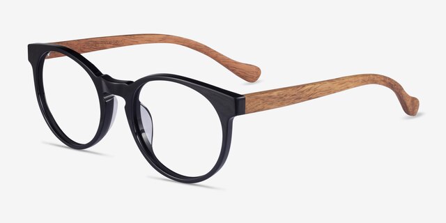 Everglades Black & Wood AcetateEyeglass Frames from EyeBuyDirect, Angle View