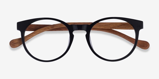 Everglades Black & Wood AcetateEyeglass Frames from EyeBuyDirect, Closed View