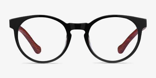 Everglades Green & Red Wood AcetateEyeglass Frames from EyeBuyDirect, Front View