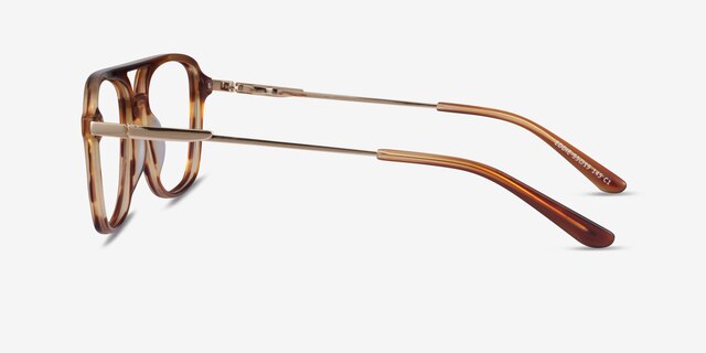 Eddie Striped Brown AcétateMontures de lunettes de vue d'EyeBuyDirect, Vue de Côté