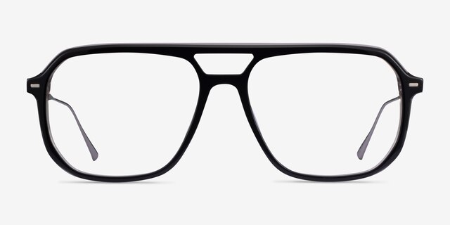 Intrepid Black Gunmetal AcetateEyeglass Frames from EyeBuyDirect, Front View